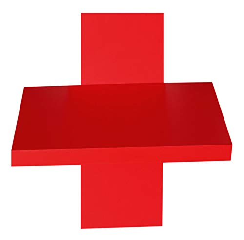 Image of Captiver Engineering Wood Wall Mounted Books Shelf Racks Tire 5 (Matte Finish,Red) II for Library Home Kitchen Study Living Room Bedroom