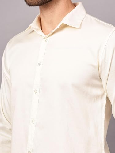 Image of FILO HEVIS Men's Solid Regular Fit Cotton Casual Shirt with Spread Collar & Full Sleeves.