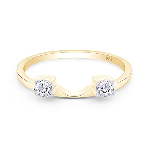 SAVEARTH DIAMONDS 1/5 Carat Round Cut Lab Created Moissanite Diamond Two Stone Enhancer Guard For Engagement Wedding Ring In 14K Gold Plated 925 Sterling Silver (Color : G-H, Clarity: VVS1, 0.20 Cttw)3