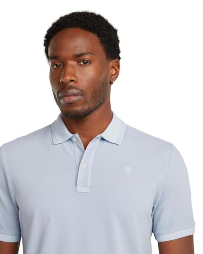 G-STAR Raw C.V. Men's Dunda Overdyed Slim Polo Shirt, Blue, Medium – Ansicht 3