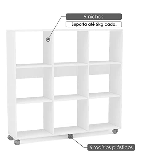 Estante Caracol 9 Nichos com rodízios Branco Politorno