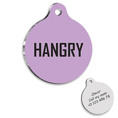 Hangry Personalized Dog Tag - Custom Name Tag - ID Tag for Dog - Customized Pet Tags - Dog Name id Tag - Dog Name Tag - Engraved Dog Tag