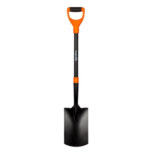 AgroPro Flat Shovel for Digging, Heavy Duty Spade Shovel with D-Handle, Metal Square Shovel for Gardening, 41 Inches