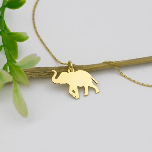 Collier éléphant argent 925 pendentif animal plaqué or 45cm