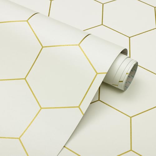 Papel pintado moderno de vinilo grueso impermeable con patrón hexagonal geométrico elegante 2