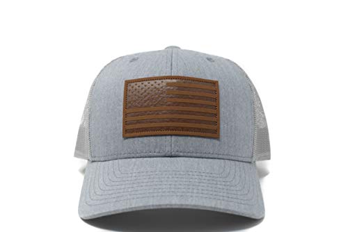 13 Stripes American Flag Hat – Leather Patch Mesh Back American Flag Snapback Hat. Casual Unisex Usa Flag Cap (Grey) #TOP4