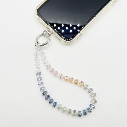 Image of TENOC Beaded Phone Wrist Strap, Multicolour | Cellphone Lanyard Chain, Sparkling Wristlet Bracelet, For Women