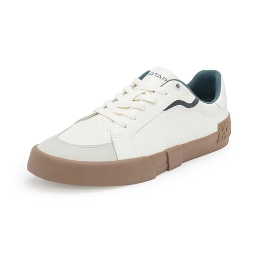 Image of Red Tape Men's Sneakers Off White Pu Round Toe Lace-Up Responsive Sole
