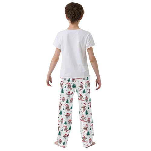 Owl Skating Boys Long Pants Soft Trousers Elastic Waist Kids Lounge Bottoms with Pockets S-XL3