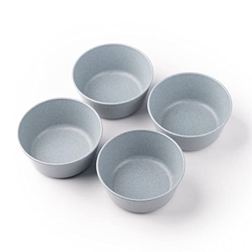 Irida Naturals Rice Husk Breakfast Cereal Bowls for Kitchen, Pack of 4-220 ml Eco Friendly Unbreakable Microwave Safe Salad Serving Bowl Set for Snacks, Rice, Soup, Noodles & Mixing – Sky Blue