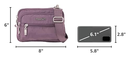 Image of Baggallini Triple Zip Small Crossbody Bag for Women - Lightweight Convertible Fanny Pack Belt Bag