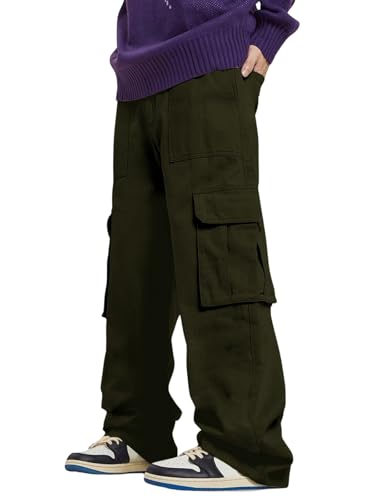 Image of GRECIILOOKS Men's Regular Fit Low Rise Cargos Trousers | Baggy Cargo Pants for Man | Loose Fit | Treck Pent with Multiple Pockets (Available in Plus Size)