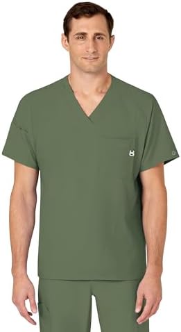 WINK Scrubs for Men, W123, V-Neck Tops with 6 Pockets
