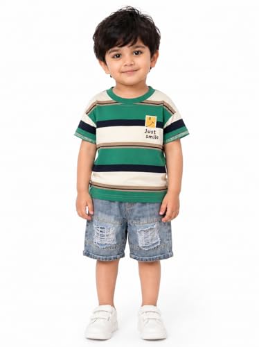 Image of Krishn Creations Kids Clothes for Boys | Cotton Printed Half Sleeve T-shirt and Shorts Baby Boy Dress | Casual Wear Kids Clothes