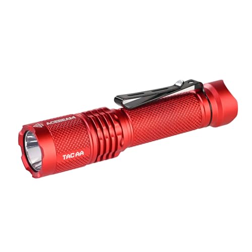 ACEBEAM TAC AA 2.0 Longest-Range AA Flashlight 360 Meters, 900 High Lumens Tactical EDC Flashlight Rechargeable, 6 Modes Pocket LED Flashlight, Super Bright Small Mini Flashlight, Red Color