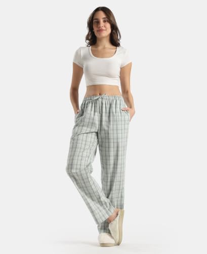 Image of Jockey RX06 Women's Super Combed Cotton Woven Fabric Relaxed Fit Striped Pyjama with Side Pockets (Checks & Prints May Vary)