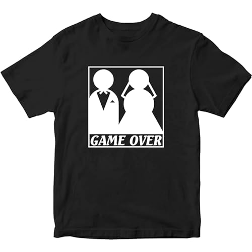 Game over t-shirt bride groom wedding funny married couple top t shirts for mens black s