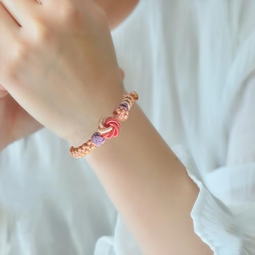 For Granddaughter - A Link That Can Never Be Undone Peach Blossom Knot Bracelet, Granddaughter Bracelet from Grandma Always Be Brave And Be Strong Adjustable Braided Bracelets for Women Jewelry4
