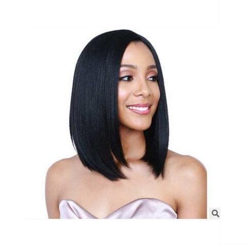 GYHAIR Black Short Wigs for Women Straight Black Wigs with Bangs Synthetic Wigs Cosplay or Daily Wear Heat Resistant Fiber Hair Wigs 8 Inch
