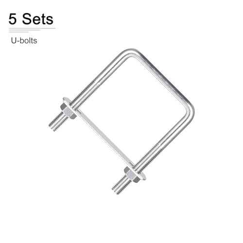 Image of DTGN M8x60x90mm(ThreadxWxL) Square U Bolt - 5Pack - Good for Trailer Pipe Replacement Parts - 304 Stainless Steel U Shape Bolts