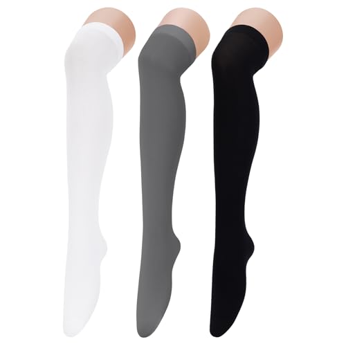Image of Century Star Thigh High Socks 3 Pairs High Socks Over the Knee for Women Triple Stripe Thigh High Stockings Knee High Socks