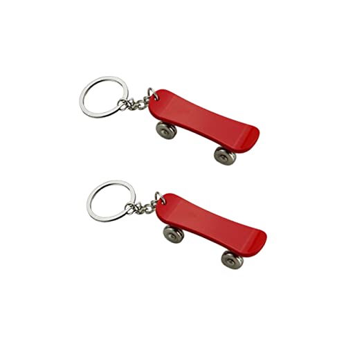 LIFKOME 2piezas Forma De Monopatín Creativo De Metal Rojo Para Decoración De Llaves De Coche Mochilas y