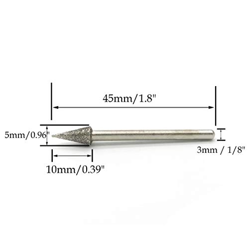 Puntas diamantadas cónica 3x5mm 10 piezas miniatura 2