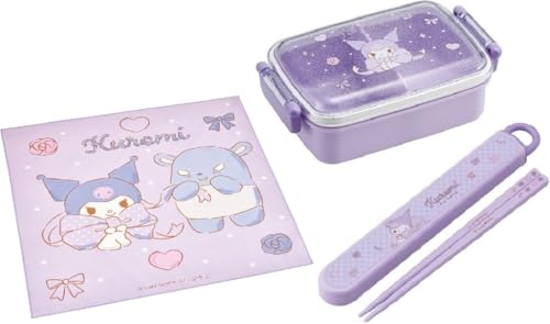スケーター(Skater) クロミ 25 ビッグリボン 抗菌 食洗機対応 ふわっとフタタイトランチボックス 角型 お弁当箱 450ml 箸/箸箱セット ランチクロス マイメロディ クロミちゃん リボン キッズ こども キャラクター ふんわり ふわっと タイ