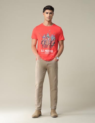 Image of U.S. Polo ASSN. Brand Printed Cotton T-Shirts for Men - Slim Fit, Half Sleeves Mens Casual T Shirts