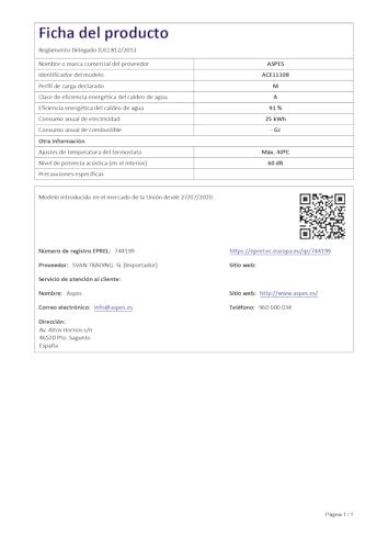 Aspes ACE1110B Gasheizung, 11 Liter, vertikale Installation, 45 W, inklusive Montageset, mechanisches Thermostat, digitales Thermometer, Weiß, Energieeffizienzklasse A