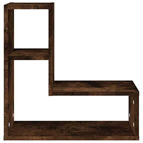 Étagères murales en bois chêne fumé 50x15x50 cm pour rangement chambre