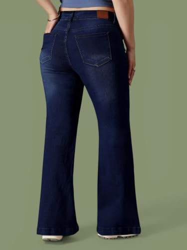 Image of Miss Chase A+ Women's Wide Leg High Rise Regular Length Stretchable Denim Jeans
