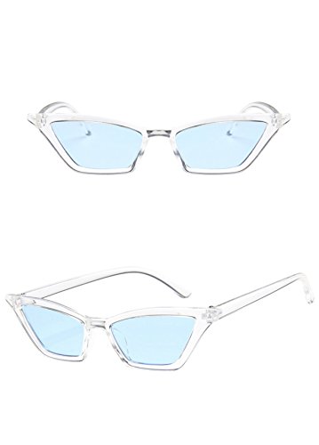 Image of W&Y YING Small Cat Eye Sunglasses for Men and Women Skinny Retro Frame Y2K Shades Trendy Fun Fashion Glasses