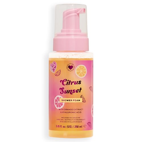 I Heart Revolution Citrus Sunset Shower Foam Body Wash Infused with Hyaluronic Acid Orange & Lemon Extract Vegan & Cruelty-Free 250ml