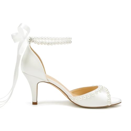 Low Heel Wedding Shoes for Bride Pearl Heels Bridal Shoes Women Wedding Sandals4