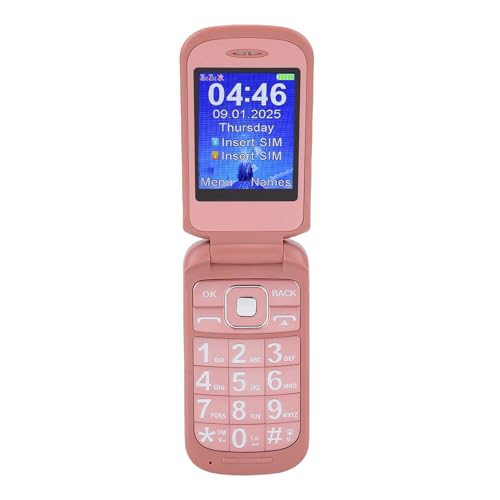 PUSOKEI 2G-GSM-Klapptelefon für Senioren, Entsperrtes Dual-SIM-Klapphandy mit Doppelbildschirm und Großen Tasten, 1200-mAh- für ältere Kinder (Pink)