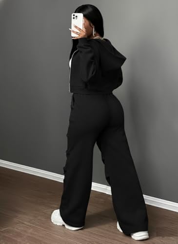 Image of Q - RIOUS Women's Baggy Mid Waisted Lounge Sweat Pants with Drawstring Athletic Flared Joggers with Pockets