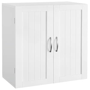 Yaheetech Bathroom Wall Cabinet, Kitchen Storage Cupboard Cabinet with 2 Doors, Wall Mount Storage Cabinet for Bathroom, Kitchen, Living Room, White