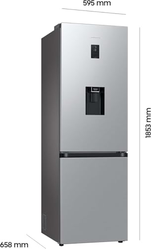 Samsung Kühl-Gefrier-Kombination, Kühlschrank mit Gefrierfach, 185 cm, 341 l Gesamtvolumen, 114 l Gefrierteil, AI Energy Mode, Wasserspender, Edelstahl-Look, RL34C652CSA/EG – Bild 3
