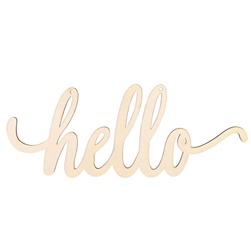 Vosarea Hello Wood Sign Wall Decor Wooden Letters DIY Block Words Sign Wooden Door Art Decoration (35x14x0.5cm)