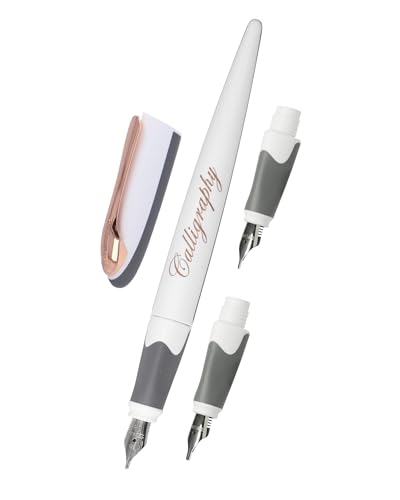 Online Air Kalligrafie Set White Rose I Schönschreibfüller mit Kombipatrone & 3 Federn in den Strichstärken 0 8/1 4/1 8mm I Kalligraphie Füller Geschenkset I für Standard-Tintenpatronen & Konverter