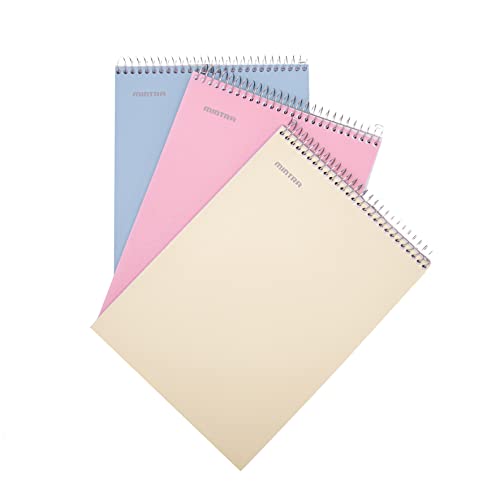 Mintra Office TOP BOUND Durable Spiral Notebooks (Spring Pink, Arctic Ice, Sun Yellow, College Ruled 3pk)