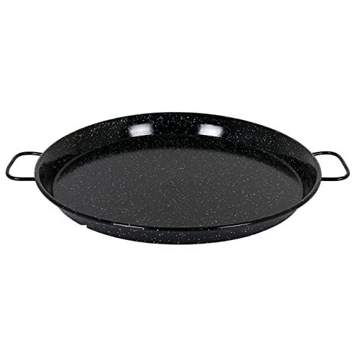 AC - Paellera Valenciana esmaltada - Fabricado en España - Apta para Gas, vitrocerámica, Cocina eléctrica y lavavajillas (Negro, Ø 55 cm)