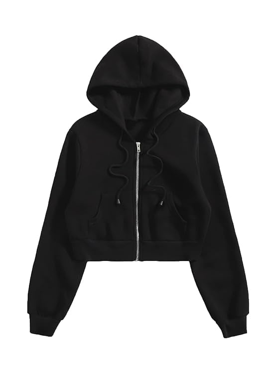 Image of FUNKY MONKEY Soft Fleece Crop Zipper Hoodie for Girls and Womens Sweatshirt