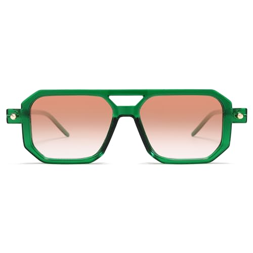 Retro Aviator Sunglasses for Women Men - Trendy Square Sun Glasses3