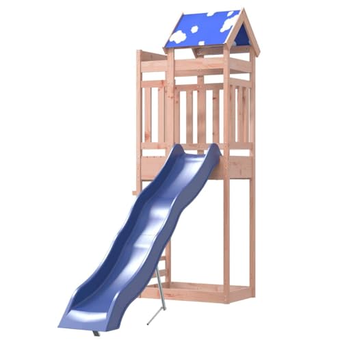 vidaXL Parque Infantil de Exterior Madera Maciza Douglas, Juego de Columpios de jardín, casa de Juegos con tobogán, Parque Infantil de Madera