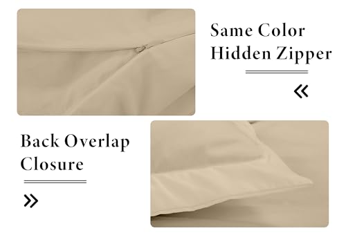 Image of ROYALE LINENS Sand Duvet Cover Queen Size - 3 Piece Bedding Comforter Covers - Zipper Closure - 1 Queen Duvet Cover 90x90 inches and 2 Pillow Shams - No Comforter Included