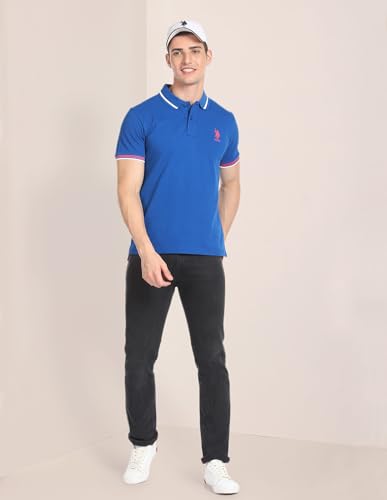 Image of U.S. POLO ASSN. Solid Slim Fit Polo T Shirts for Men - 100% Cotton, Half Sleeves Mens Tshirt