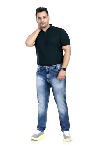Image of Pluss Tribe - Plus Size Jeans for Men - Denim Jeans - Ideal for Casual, Office Available Sizes : 40 to 52