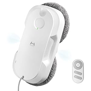 HUTT DDC56 Fensterputzroboter Doppelstrahl mit Ultraschall Sprühfunktion, Elektrischer Fensterputzer Fernbedienung mit Doppelter Wassertank Tank, Fensterkantenerkennung